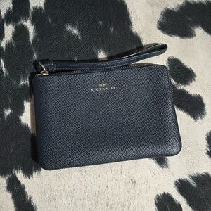 Coach Navy Leather Wristlet